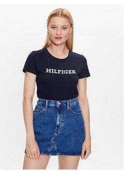 Tommy Hilfiger T-Shirt WW0WW38872 Granatowy Slim Fit ze sklepu MODIVO w kategorii Bluzki damskie - zdjęcie 168628256
