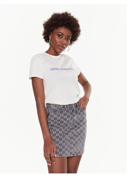 KARL LAGERFELD T-Shirt Future Logo 225W1701 Beżowy Regular Fit ze sklepu MODIVO w kategorii Bluzki damskie - zdjęcie 168631379
