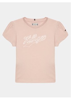 Tommy Hilfiger T-Shirt Hilfiger Script Tee S/S KG0KG07714 Różowy Regular Fit ze sklepu MODIVO w kategorii Bluzki dziewczęce - zdjęcie 168633019
