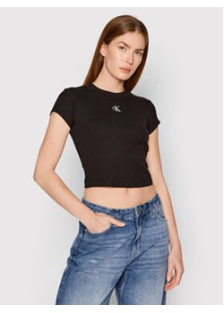 Calvin Klein Jeans T-Shirt J20J218337 Czarny Slim Fit ze sklepu MODIVO w kategorii Bluzki damskie - zdjęcie 168636216