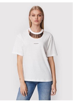 Pinko T-Shirt Tiphanie 1G18AS A06Y Biały Regular Fit ze sklepu MODIVO w kategorii Bluzki damskie - zdjęcie 168639499