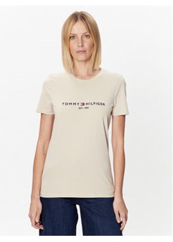 Tommy Hilfiger T-Shirt WW0WW28681 Beżowy Regular Fit ze sklepu MODIVO w kategorii Bluzki damskie - zdjęcie 168643187