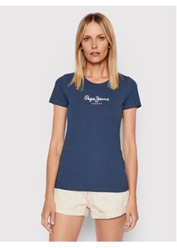 Pepe Jeans T-Shirt New Virgina PL505202 Granatowy Slim Fit ze sklepu MODIVO w kategorii Bluzki damskie - zdjęcie 168644915