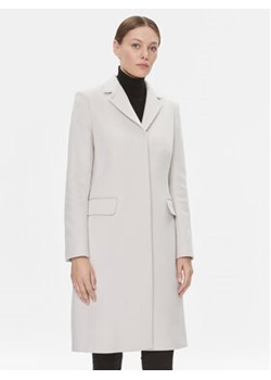 Calvin Klein Płaszcz wełniany Essential K20K206877 Écru Regular Fit ze sklepu MODIVO w kategorii Płaszcze damskie - zdjęcie 168646578