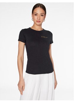 Tommy Hilfiger T-Shirt Gold WW0WW37860 Granatowy Slim Fit ze sklepu MODIVO w kategorii Bluzki damskie - zdjęcie 168646589