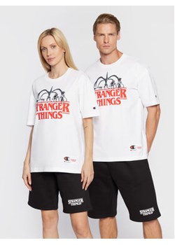 Champion T-Shirt Unisex STRANGER THINGS 217791 Biały Custom Fit ze sklepu MODIVO w kategorii Bluzki damskie - zdjęcie 168649588