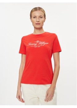 Tommy Hilfiger T-Shirt WW0WW40293 Czerwony Regular Fit ze sklepu MODIVO w kategorii Bluzki damskie - zdjęcie 168650586