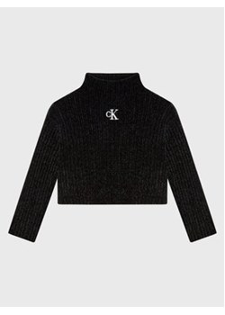 Calvin Klein Jeans Sweter Chenille Monogram IG0IG01706 Czarny Relaxed Fit ze sklepu MODIVO w kategorii Swetry dziewczęce - zdjęcie 168652555