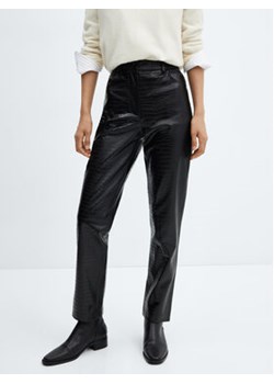 Mango Spodnie z imitacji skóry Croco 57007722 Czarny Straight Leg ze sklepu MODIVO w kategorii Spodnie damskie - zdjęcie 168653818