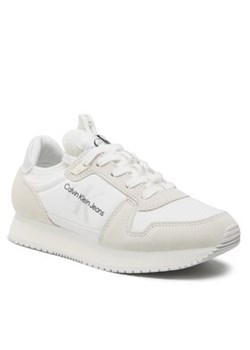 Calvin Klein Jeans Sneakersy Runner Sock Laceup Ny-Lth W YW0YW00840 Biały ze sklepu MODIVO w kategorii Buty sportowe damskie - zdjęcie 168656146