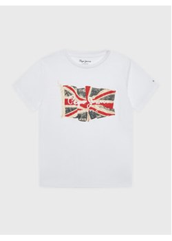 Pepe Jeans T-Shirt Flag Logo PB503492 Biały Regular Fit ze sklepu MODIVO w kategorii T-shirty chłopięce - zdjęcie 168656745