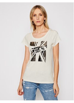Pepe Jeans T-Shirt Alessa PL504795 Beżowy Regular Fit ze sklepu MODIVO w kategorii Bluzki damskie - zdjęcie 168658989