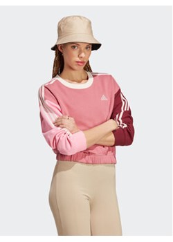 adidas Bluza Essentials 3-Stripes Crop Sweatshirt IC9875 Różowy Loose Fit ze sklepu MODIVO w kategorii Bluzy damskie - zdjęcie 168666165