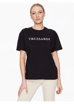 Trussardi T-Shirt Lettering Print 56T00565 Czarny Regular Fit ze sklepu MODIVO w kategorii Bluzki damskie - zdjęcie 168671657