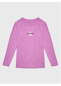 Calvin Klein Jeans Sweter IG0IG01898 Fioletowy Slim Fit ze sklepu MODIVO w kategorii Swetry dziewczęce - zdjęcie 168672298