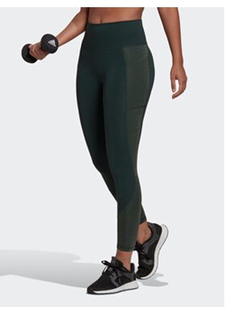 adidas Legginsy Optime Training Shiny HL8653 Zielony Slim Fit ze sklepu MODIVO w kategorii Spodnie damskie - zdjęcie 168673309