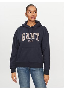 Gant Bluza Rel Logo Hoodie 4200726 Granatowy Relaxed Fit ze sklepu MODIVO w kategorii Bluzy damskie - zdjęcie 168676217