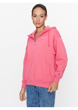 Champion Bluza Hooded Half Zip Sweatshirt 116581 Różowy Oversize ze sklepu MODIVO w kategorii Bluzy damskie - zdjęcie 168676625