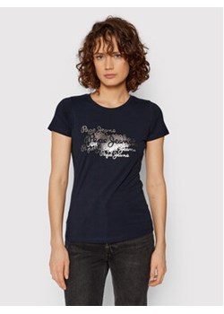 Pepe Jeans T-Shirt Anna PL505121 Granatowy Regular Fit ze sklepu MODIVO w kategorii Bluzki damskie - zdjęcie 168683695