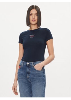 Tommy Jeans T-Shirt Essential DW0DW17357 Granatowy Slim Fit ze sklepu MODIVO w kategorii Bluzki damskie - zdjęcie 168684365
