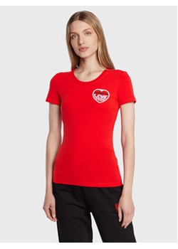 LOVE MOSCHINO T-Shirt W4H1980E 1951 Czerwony Slim Fit ze sklepu MODIVO w kategorii Bluzki damskie - zdjęcie 168684648