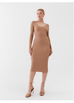 Guess Sukienka dzianinowa W3YK21 Z2U00 Beżowy Slim Fit ze sklepu MODIVO w kategorii Sukienki - zdjęcie 168687446