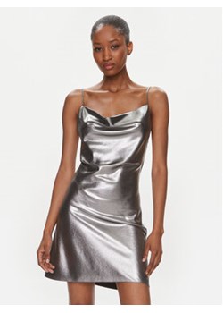ROTATE Sukienka koktajlowa Metallic Mini Slip 1116472293 Srebrny Regular Fit ze sklepu MODIVO w kategorii Sukienki - zdjęcie 168688938
