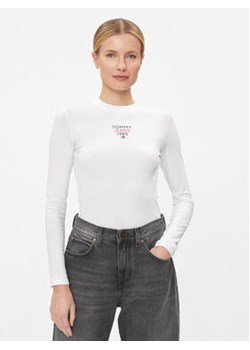Tommy Jeans Bluzka Essential DW0DW17358 Biały Slim Fit ze sklepu MODIVO w kategorii Bluzki damskie - zdjęcie 168693178