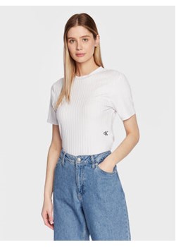 Calvin Klein Jeans Bluzka J20J220774 Biały Regular Fit ze sklepu MODIVO w kategorii Bluzki damskie - zdjęcie 168695615