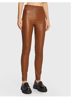 Remain Spodnie skórzane Snipe Leggings Leather RM1508 Brązowy Slim Fit ze sklepu MODIVO w kategorii Spodnie damskie - zdjęcie 168696209
