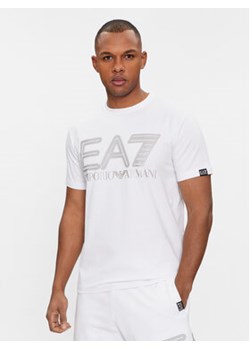EA7 Emporio Armani T-Shirt 3DPT37 PJMUZ 1100 Biały Regular Fit ze sklepu MODIVO w kategorii T-shirty męskie - zdjęcie 168696637