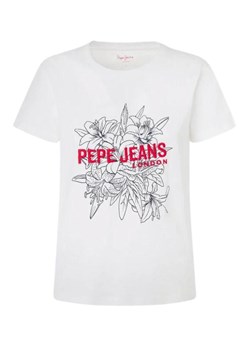 t-shirt damski pepe jeans pl505733 800 biały ze sklepu Royal Shop w kategorii Bluzki damskie - zdjęcie 168701169