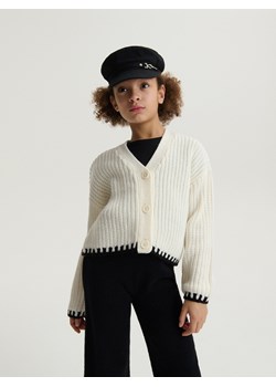 Reserved - Kardigan z ozdobnymi brzegami - złamana biel ze sklepu Reserved w kategorii Swetry dziewczęce - zdjęcie 168701426