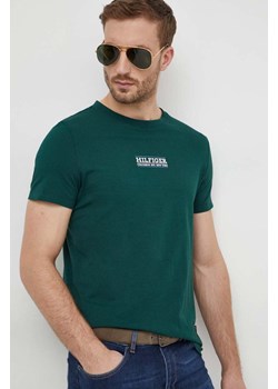 Tommy Hilfiger t-shirt bawełniany męski kolor zielony z nadrukiem MW0MW34387 ze sklepu ANSWEAR.com w kategorii T-shirty męskie - zdjęcie 168707027