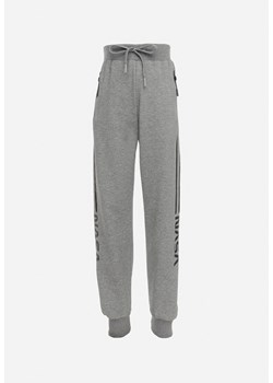 Ciemnoszare Dresowe Spodnie z Elastyczną Gumką i Napisami Ellema ze sklepu Born2be Odzież w kategorii Spodnie chłopięce - zdjęcie 168707096