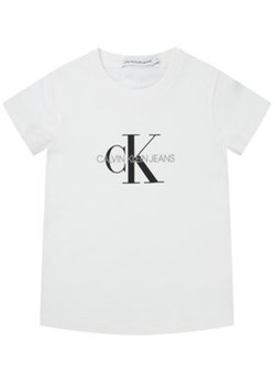 Calvin Klein Jeans T-Shirt Monogram Logo IU0IU00068 Biały Regular Fit ze sklepu MODIVO w kategorii Bluzki dziewczęce - zdjęcie 168716929