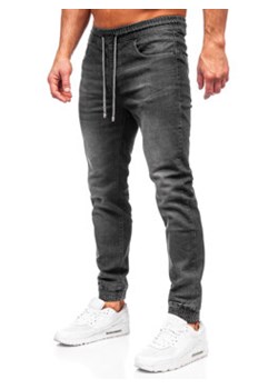 Czarne spodnie jeansowe joggery męskie Denley MP0275GS ze sklepu Denley w kategorii Jeansy męskie - zdjęcie 168717949