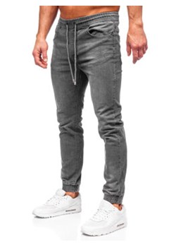 Grafitowe spodnie jeansowe joggery męskie Denley MP0275GC ze sklepu Denley w kategorii Jeansy męskie - zdjęcie 168717955