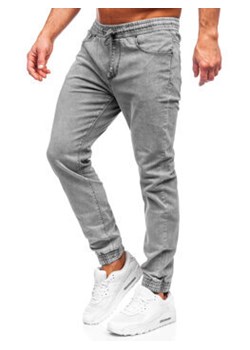 Szare spodnie jeansowe joggery męskie Denley MP0272GC ze sklepu Denley w kategorii Jeansy męskie - zdjęcie 168717957
