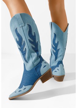 Niebieskie kozaki kowbojki damskie Celesta ze sklepu Zapatos w kategorii Kozaki damskie - zdjęcie 168718678