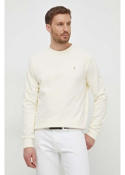 Polo Ralph Lauren bluza bawełniana męska kolor beżowy gładka ze sklepu ANSWEAR.com w kategorii Bluzy męskie - zdjęcie 168719186