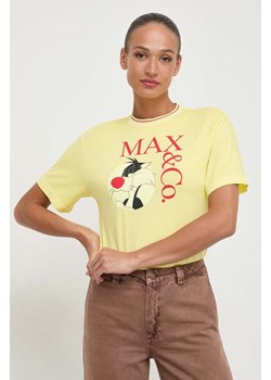 MAX&amp;Co. t-shirt bawełniany x CHUFY damski kolor żółty ze sklepu ANSWEAR.com w kategorii Bluzki damskie - zdjęcie 168719265