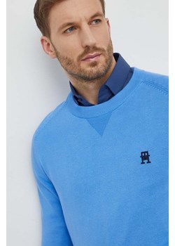 Tommy Hilfiger sweter bawełniany kolor niebieski lekki ze sklepu ANSWEAR.com w kategorii Swetry męskie - zdjęcie 168720876