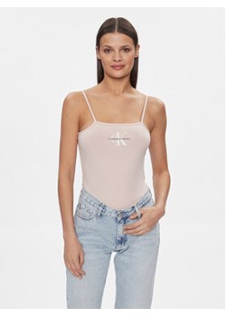 Calvin Klein Jeans Body Monologo J20J223421 Różowy Slim Fit ze sklepu MODIVO w kategorii Bluzki damskie - zdjęcie 168727679