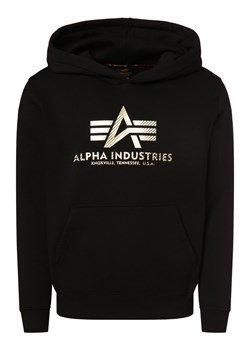 Alpha Industries Męski sweter z kapturem Mężczyźni czarny nadruk ze sklepu vangraaf w kategorii Bluzy męskie - zdjęcie 168727865
