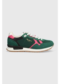 Pepe Jeans sneakersy PLS40008 kolor zielony BRIT RETRO W ze sklepu ANSWEAR.com w kategorii Buty sportowe damskie - zdjęcie 168728045