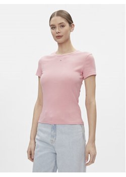 Tommy Jeans T-Shirt Essential DW0DW17383 Różowy Slim Fit ze sklepu MODIVO w kategorii Bluzki damskie - zdjęcie 168728458