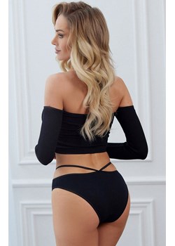 Pure Elegance Nr 17 czarne bawełniane figi z paskami, Kolor czarny, Rozmiar S ze sklepu Intymna w kategorii Majtki damskie - zdjęcie 168732239