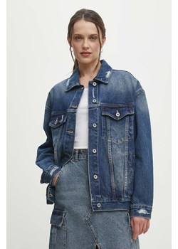 Answear Lab kurtka jeansowa damska kolor niebieski przejściowa oversize ze sklepu ANSWEAR.com w kategorii Kurtki damskie - zdjęcie 168736956