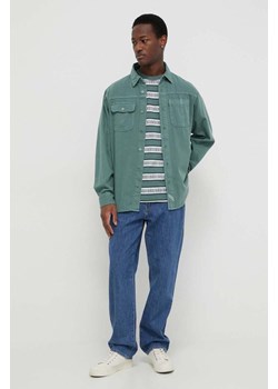 Levi&apos;s koszula jeansowa męska kolor zielony relaxed z kołnierzykiem klasycznym ze sklepu ANSWEAR.com w kategorii Koszule męskie - zdjęcie 168740558